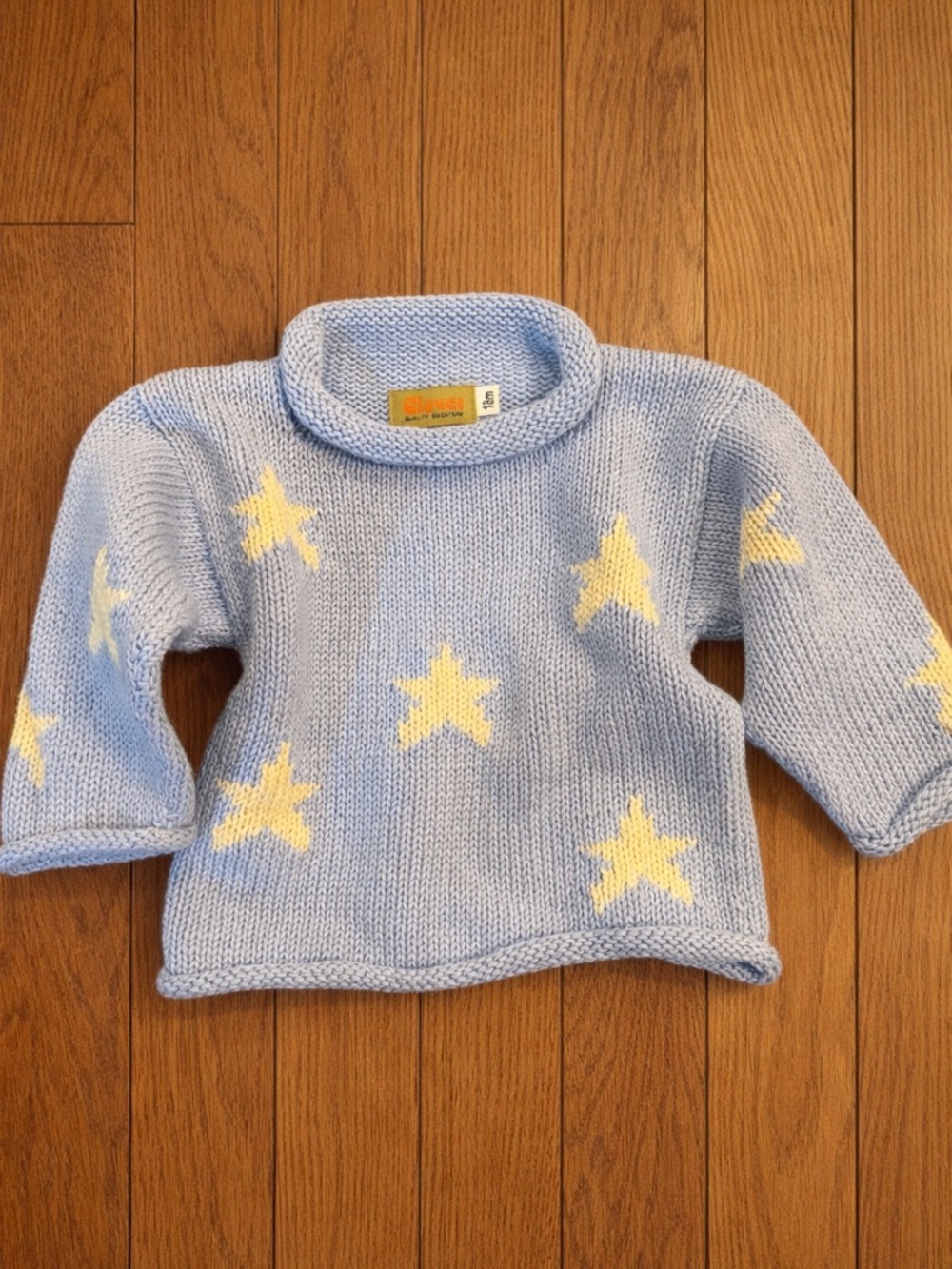 Claver Baby Sweater 18M Blue Star Knit Pullover Cozy Toddler Unisex NWOT